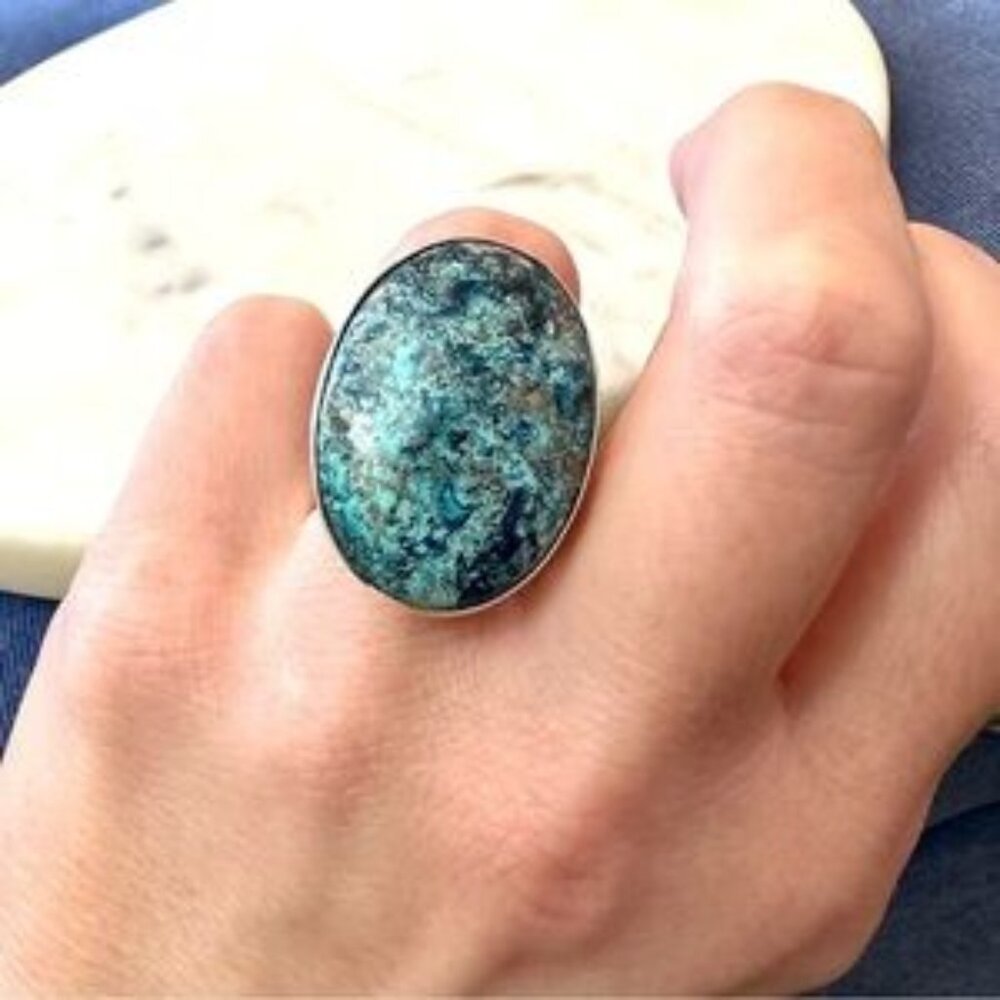 Jay King Blue Forest Stone Oval Cabochon Sterling Silver Ring